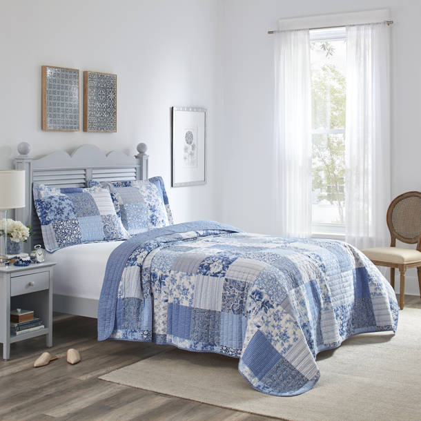 Laura Ashley Celina Patchwork Cotton Reversible Quilt Set & Reviews